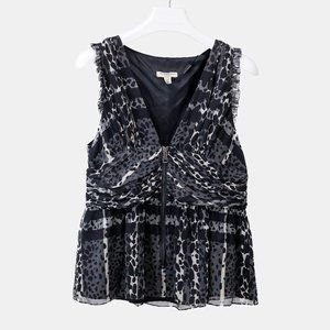Burberry Beat Check Silk Peplum Tank